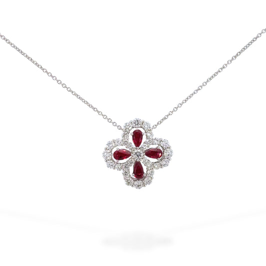 Clover Lab-Grown Ruby Necklace