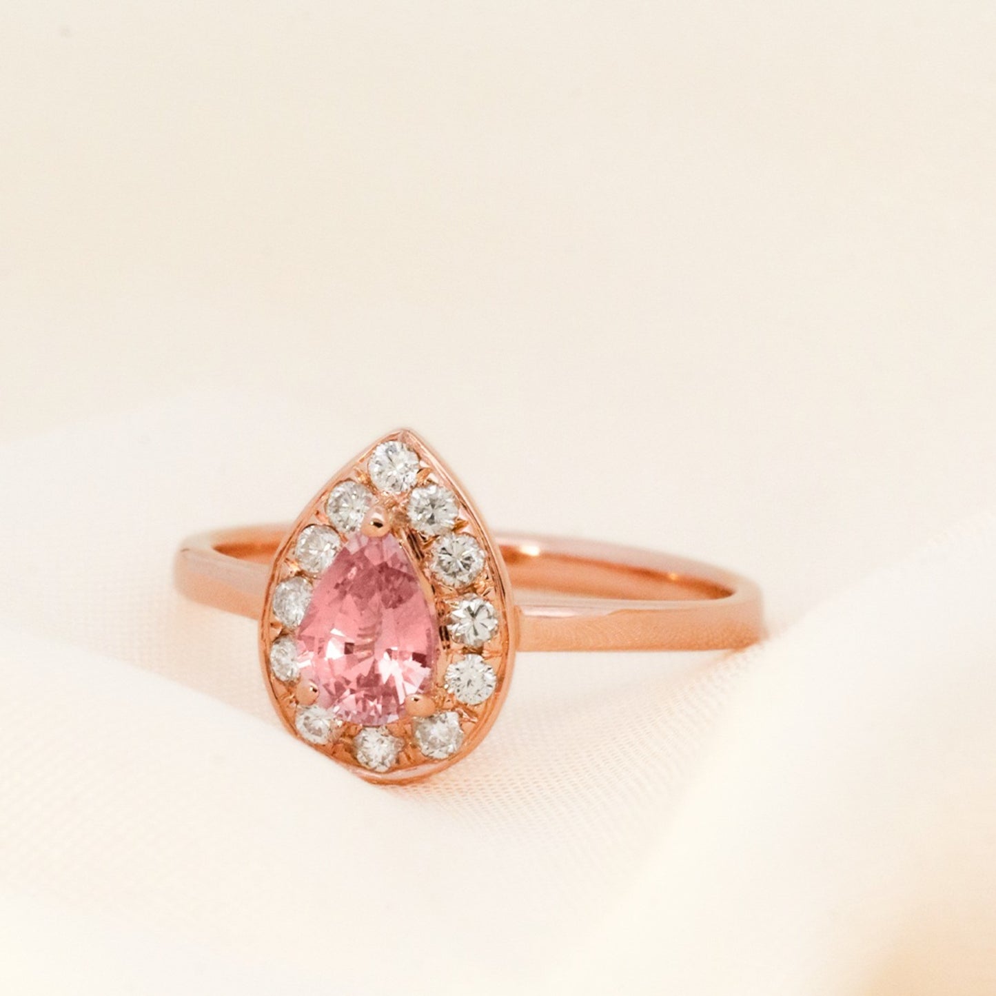 Teardrop Pink Sapphire Ring