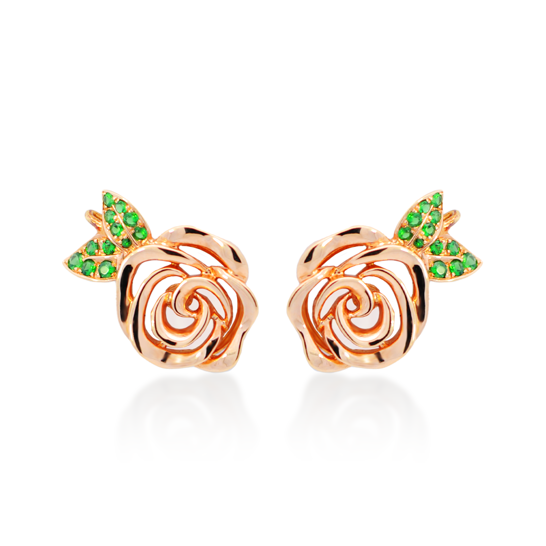Tsavorite Rose Earrings