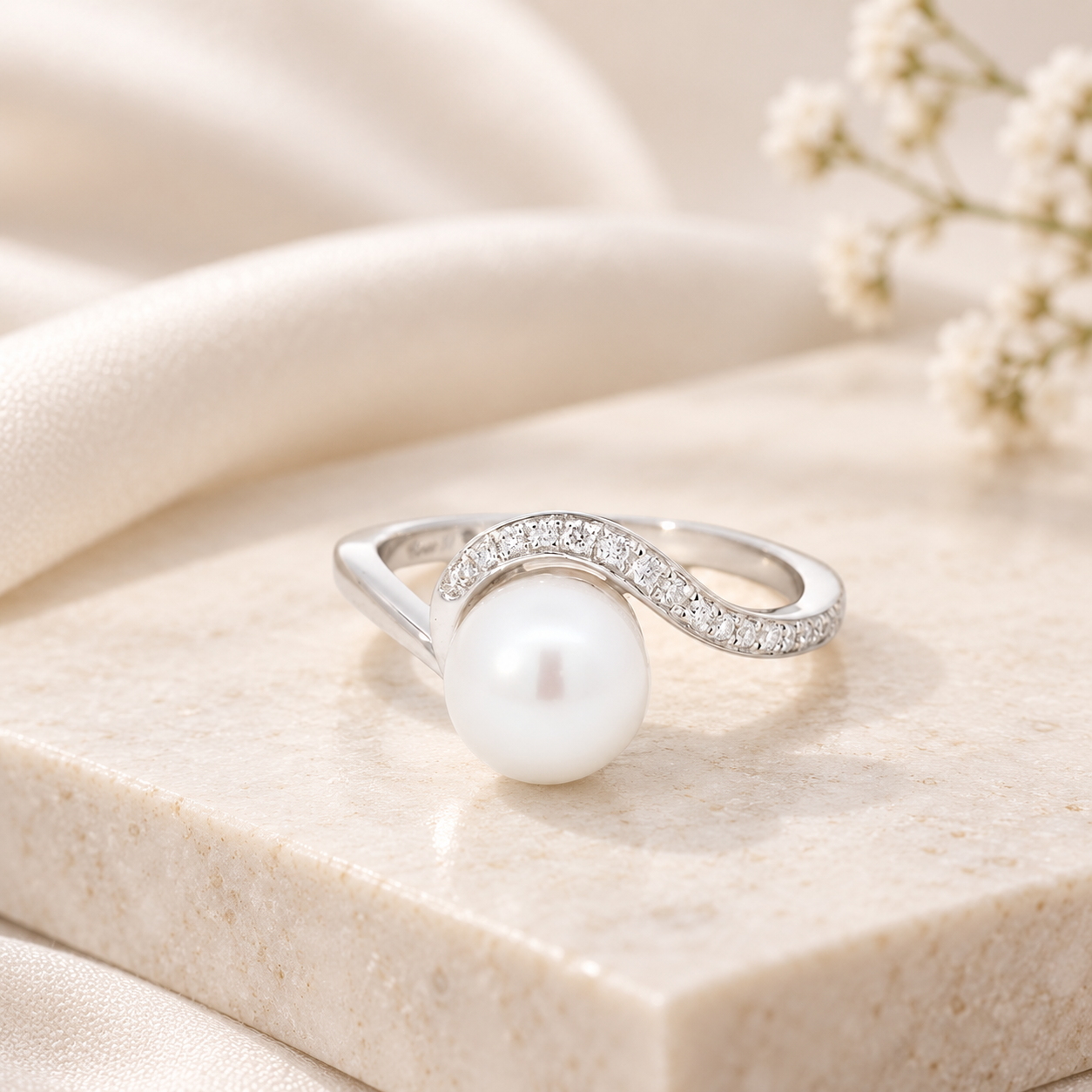Ocean Wave Pearl Ring
