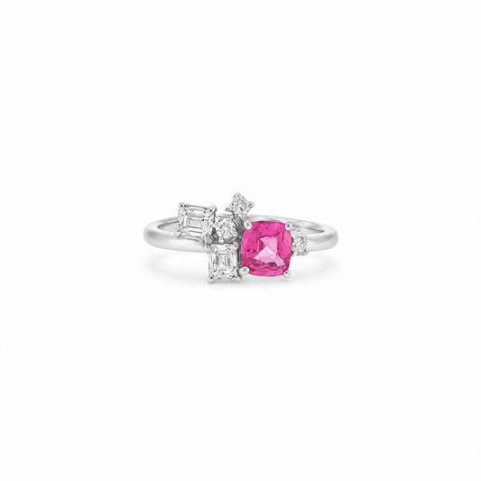 Pink Sapphire Cluster Ring