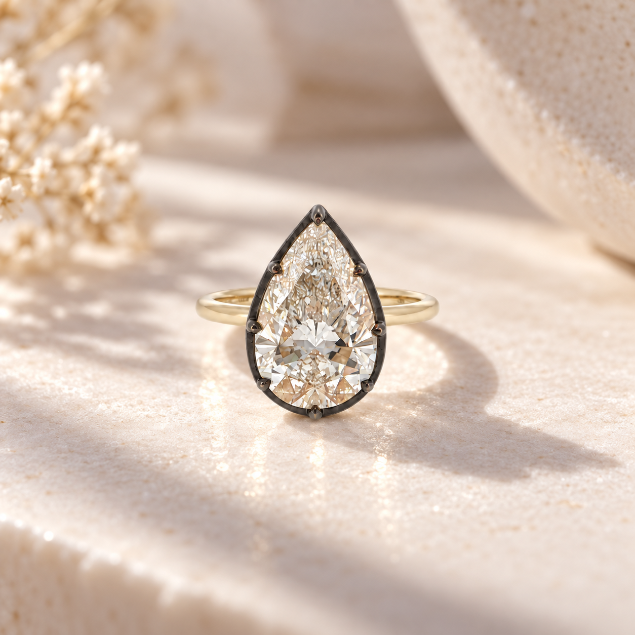 Onyx Rim Pear Ring