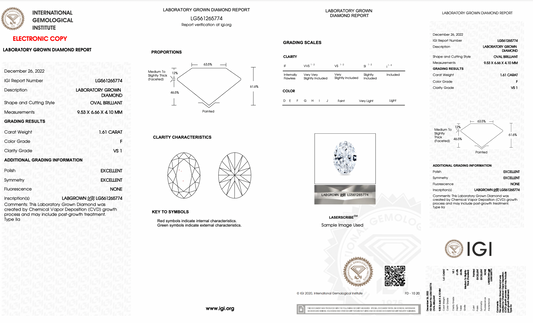 1.61ct Lab-Grown Oval Diamond