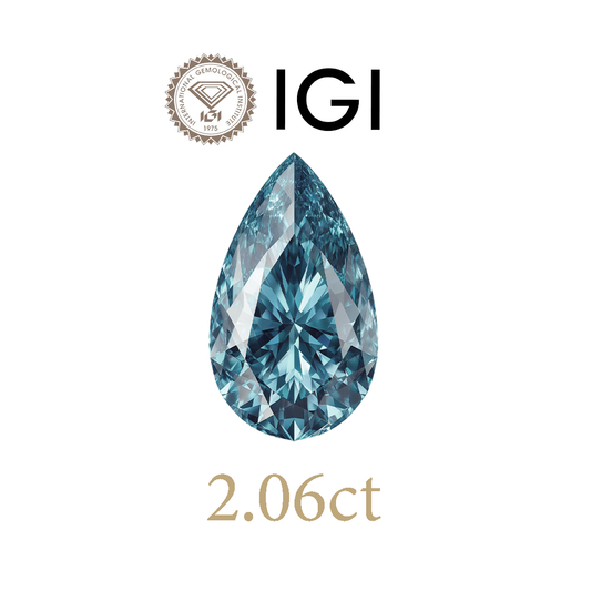 2.06ct Lab-Grown Pear Blue Diamond