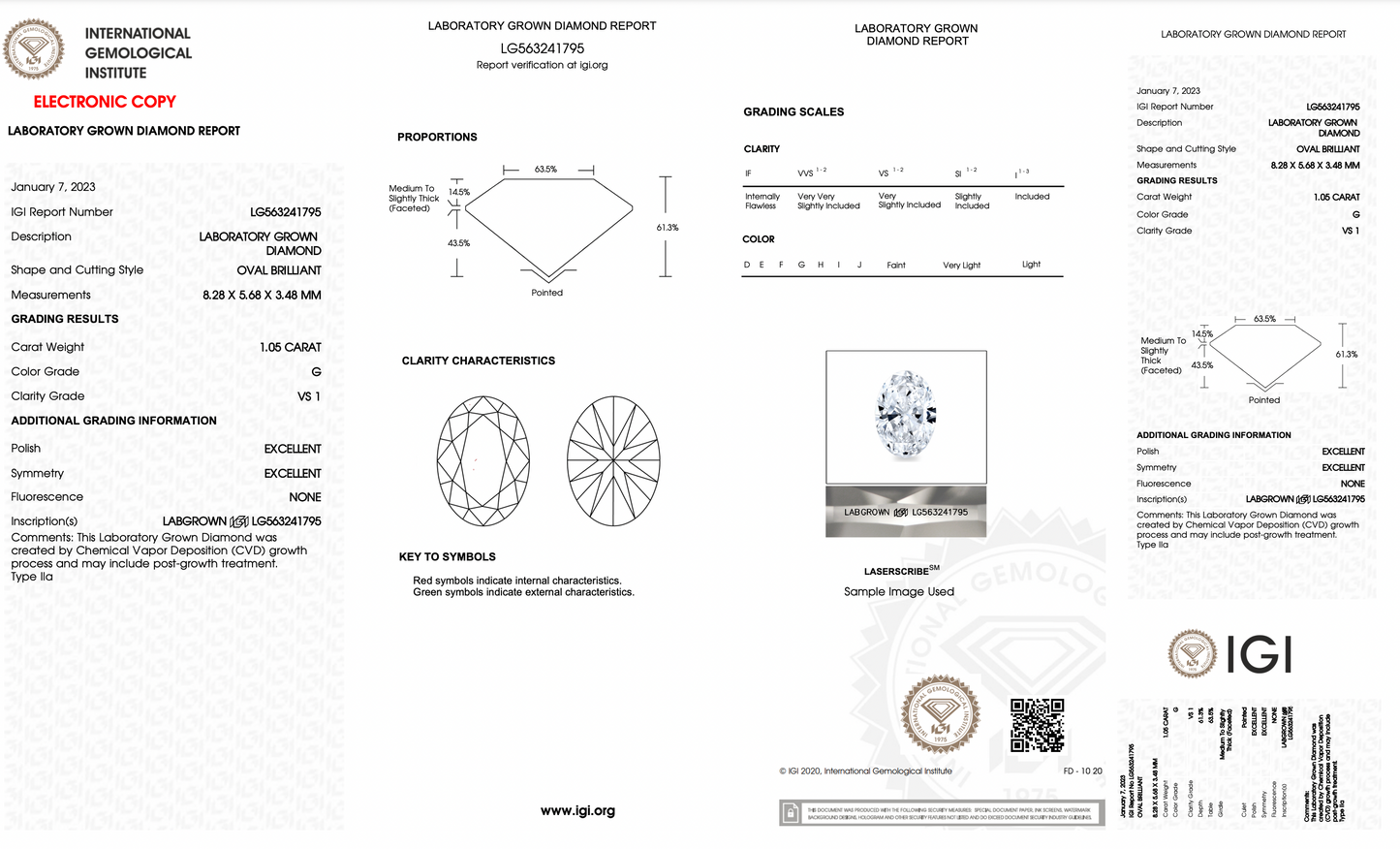 1.05ct Lab-Grown Oval Diamond