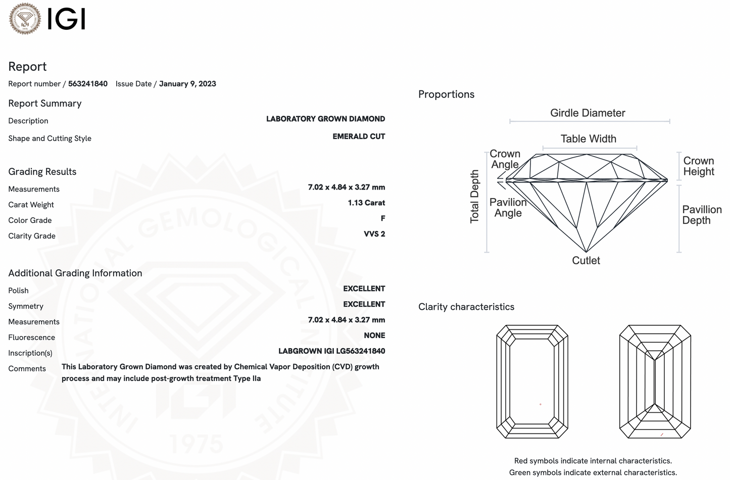 1.13ct Lab-Grown Emerald Diamond