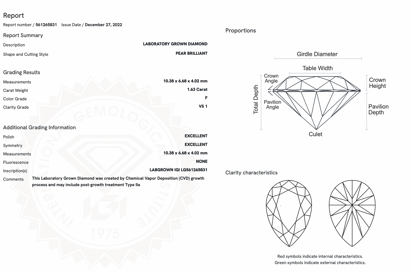 1.63ct Lab-Grown Pear Diamond