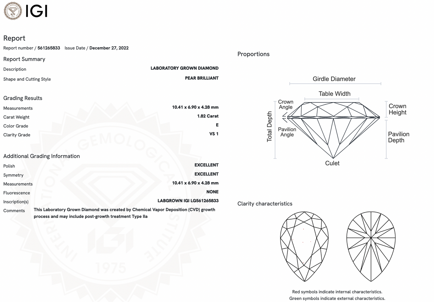 1.82ct Lab-Grown Pear Diamond