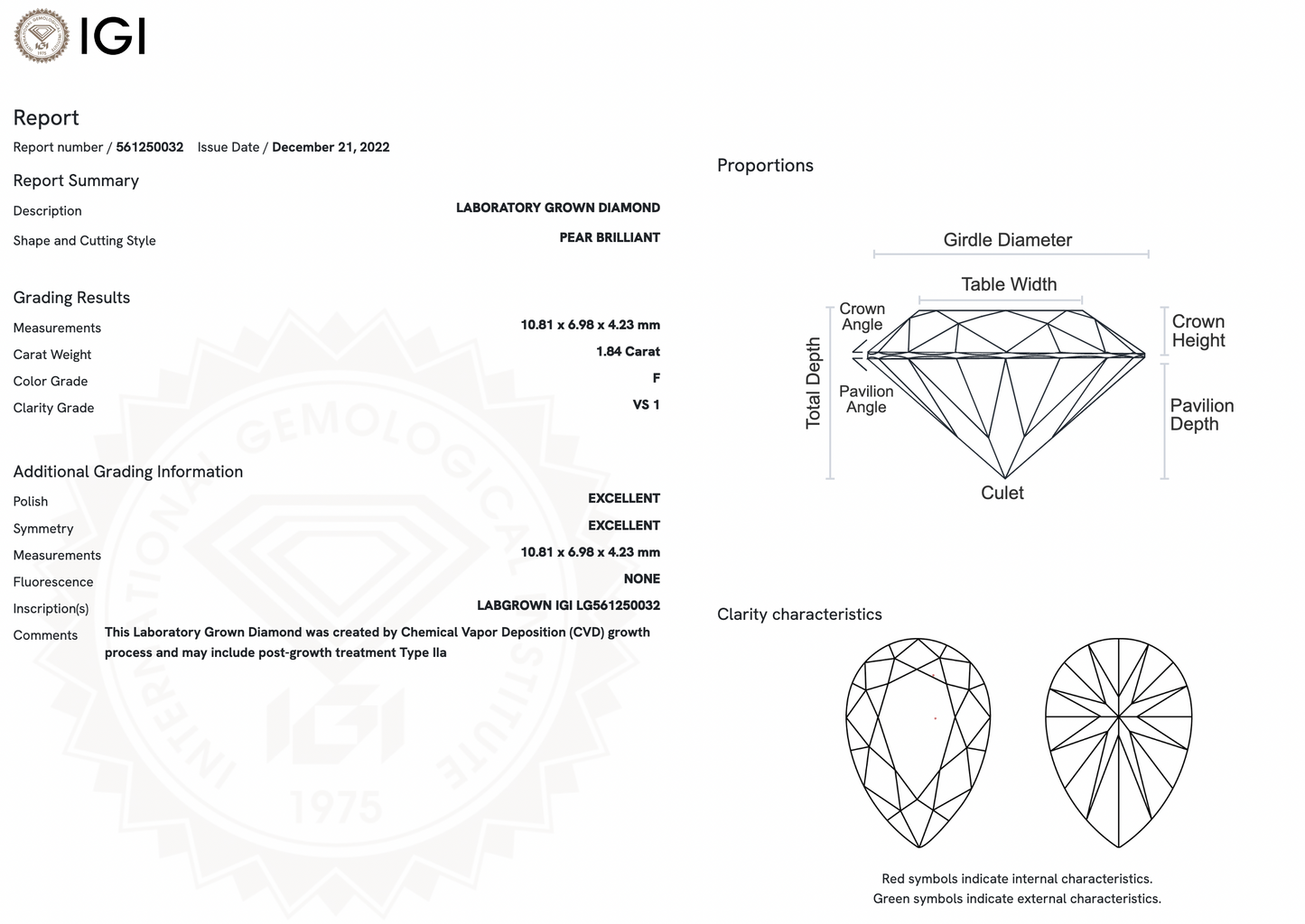 1.84ct Lab-Grown Pear Diamond