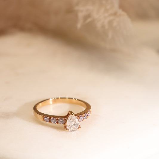 Lyra Pink & Pear Diamond Ring
