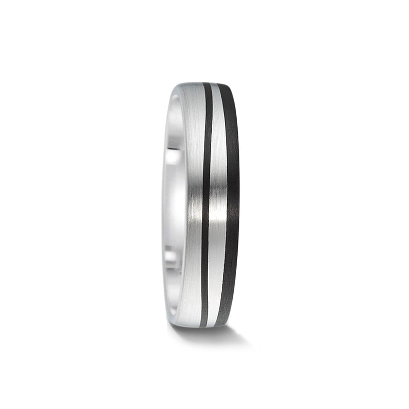 Double Wave Carbon Inlay & Gold with Diamond
