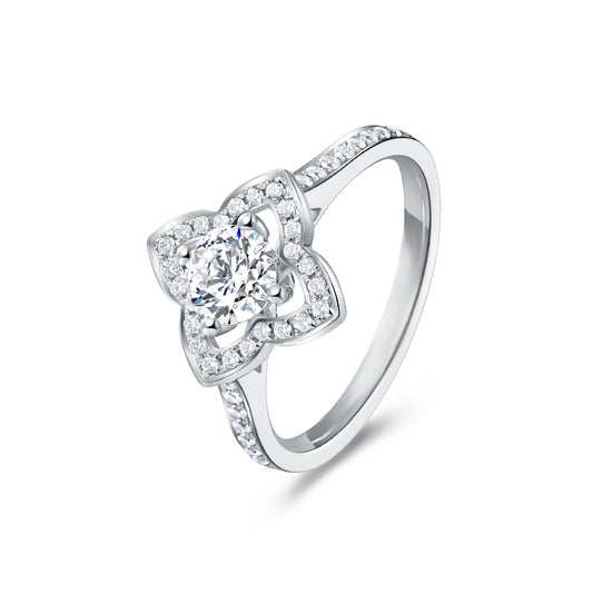 Flower Halo Pave Band