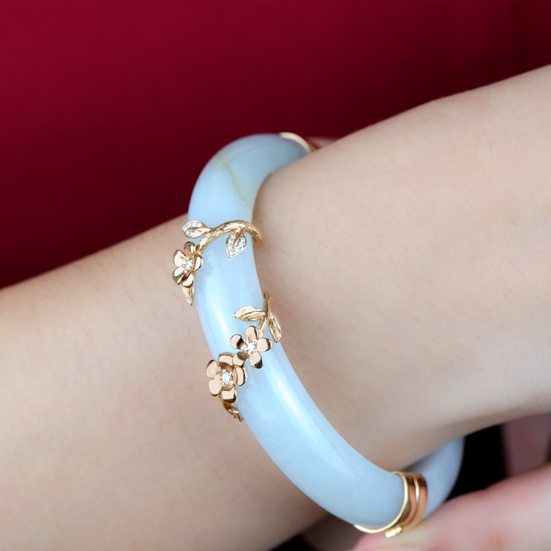 Springbloom Jade Bangle W/ Clasp