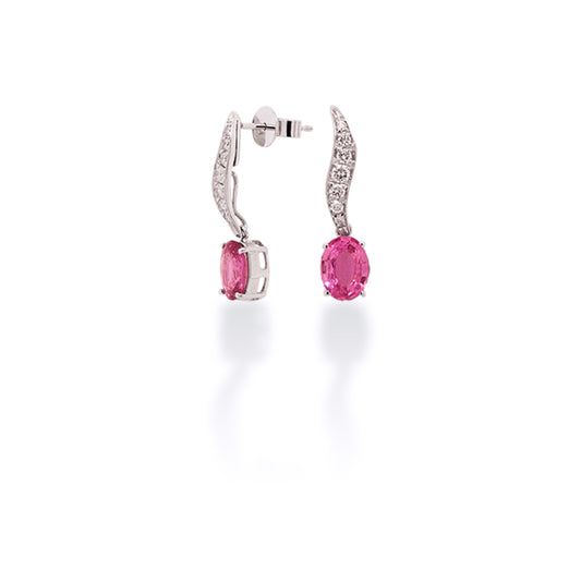 Pink Sapphire Diamond Earring