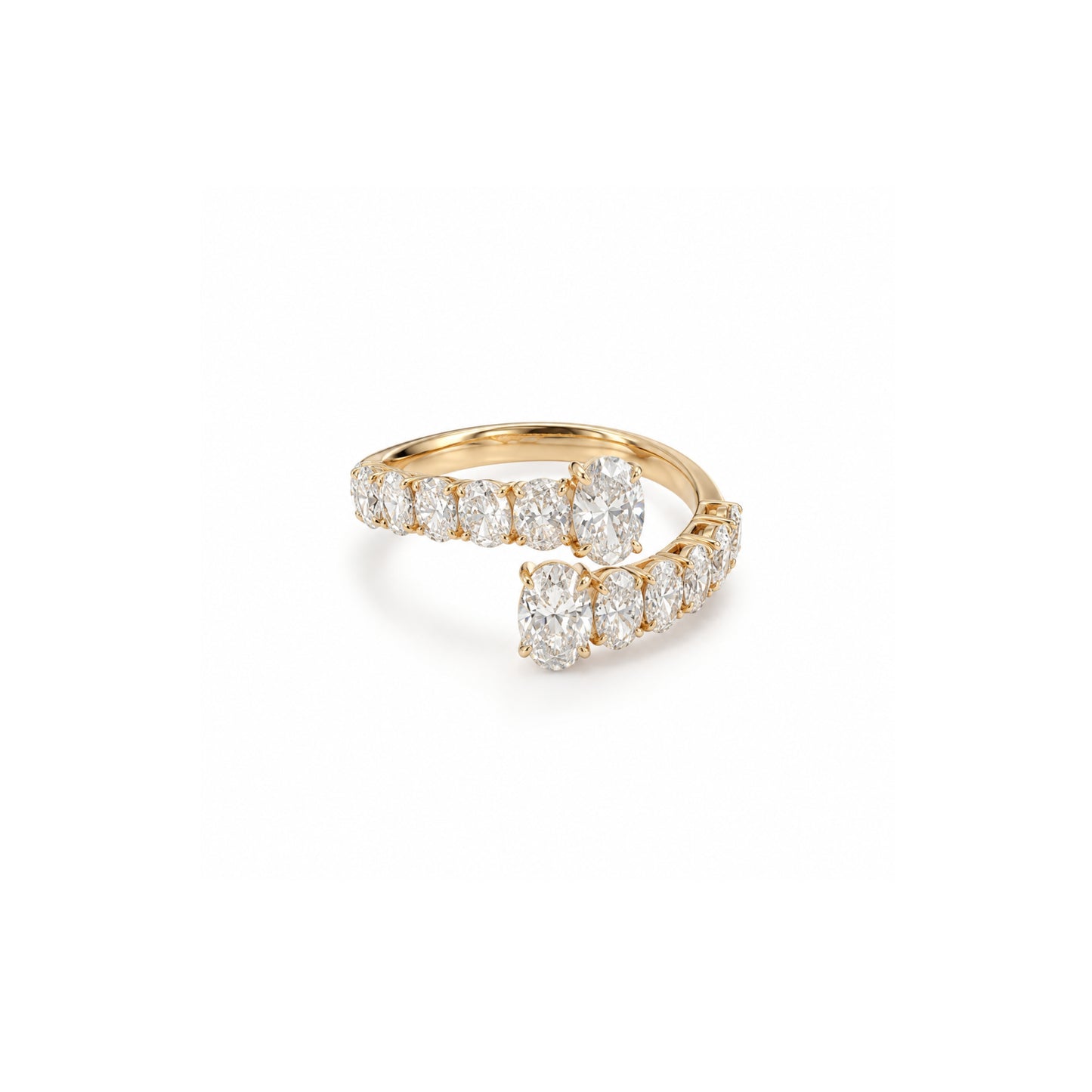 Golden Wave Bypass Ring