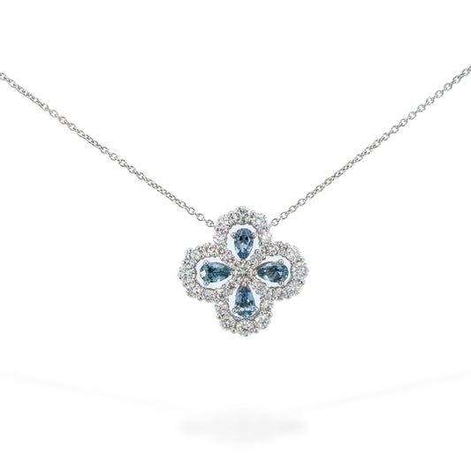Clover Lab-Grown Blue Sapphire Necklace