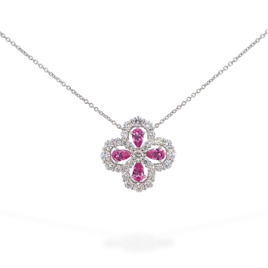Clover Lab-Grown Pink Sapphire Necklace