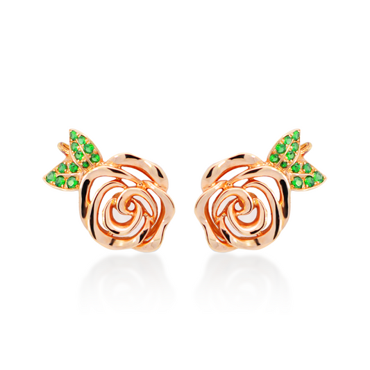Tsavorite Rose Earrings