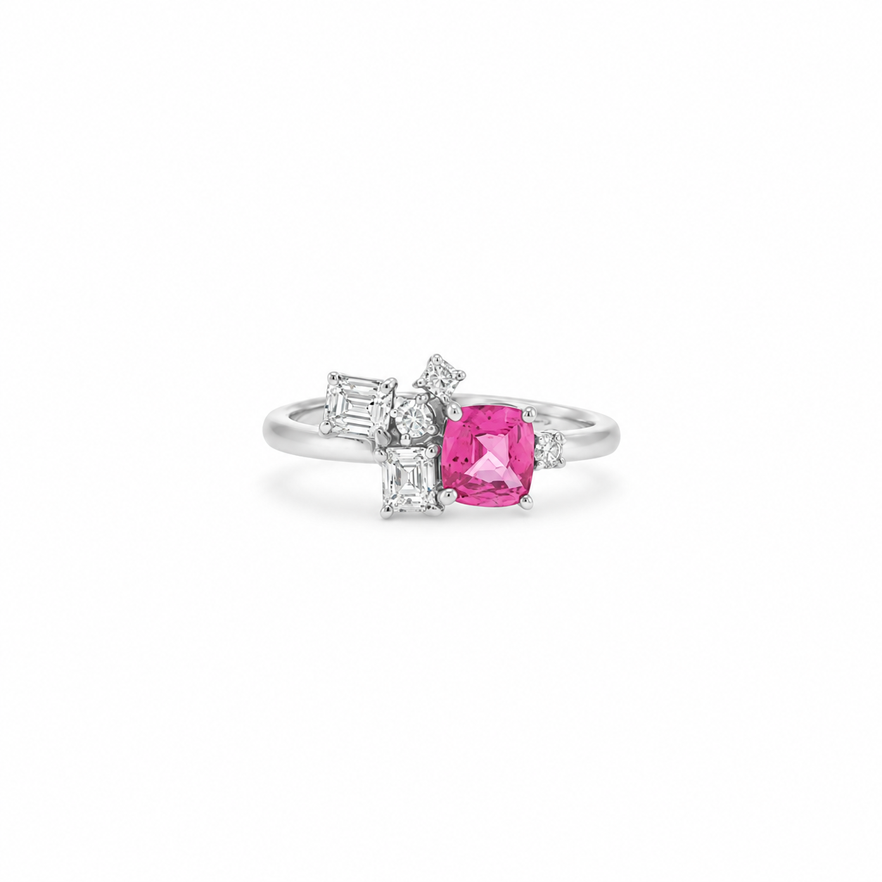 Pink Sapphire Cluster Ring