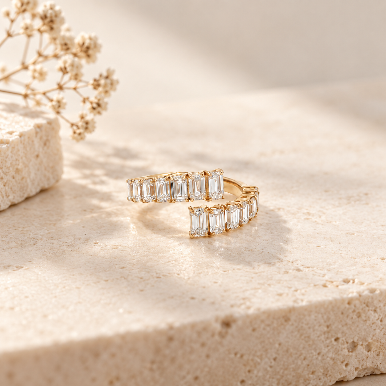 Golden Cascade Bypass Ring