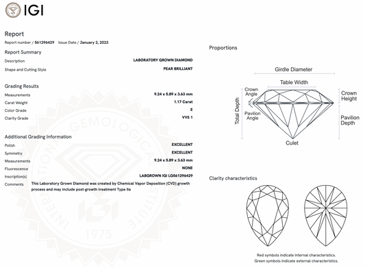 1.17ct Lab-Grown Pear Diamond