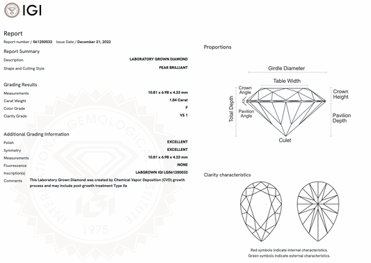 1.84ct Lab-Grown Pear Diamond