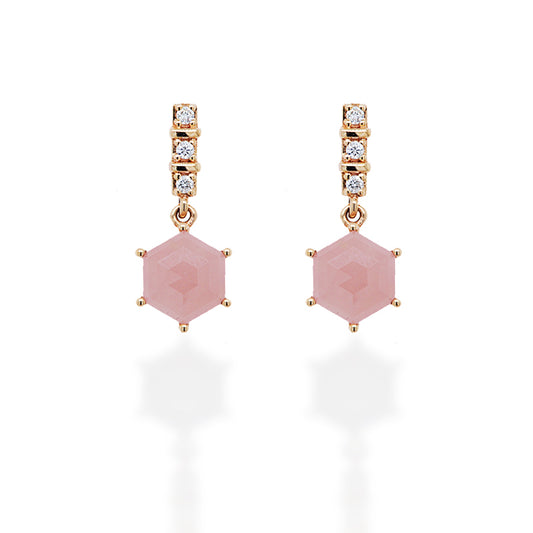 Esagono Rose Quartz Earrings