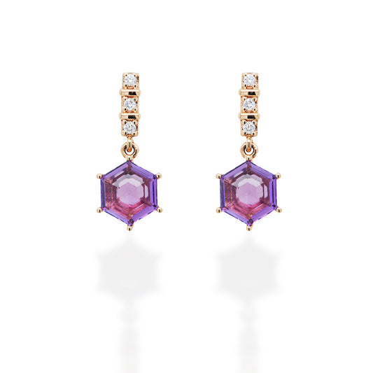 Esagono Purple Amethyst Earrings