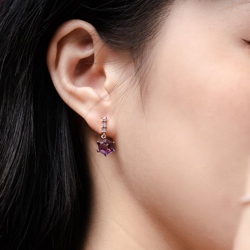 Esagono Purple Amethyst Earrings