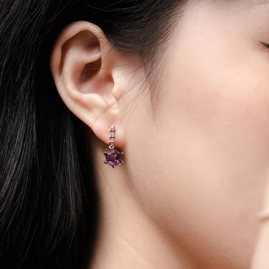 Esagono Purple Amethyst Earrings