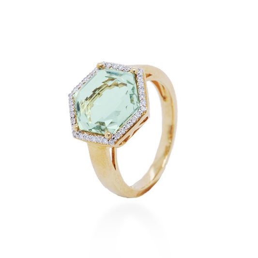 Esagono Green Amethyst Ring