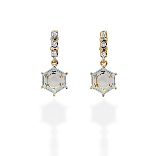 Esagono Green Amethyst Earrings