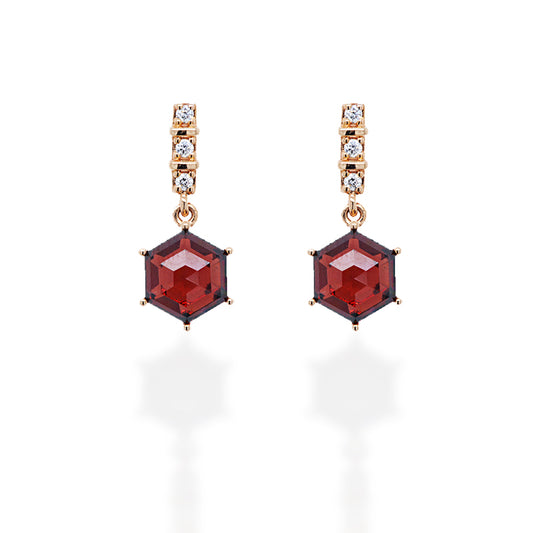 Esagono Garnet Earrings