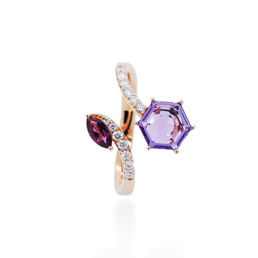 Esagono Purple Amethyst Ring