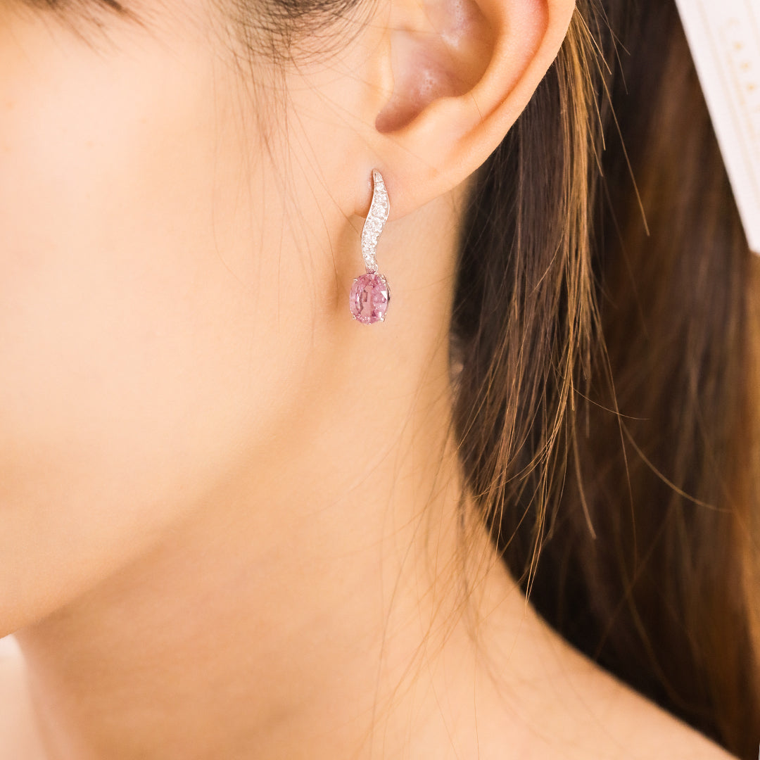 Pink Sapphire Diamond Earring 